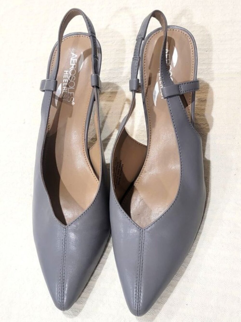 Aerosoles Grey Leather Slingback Pump